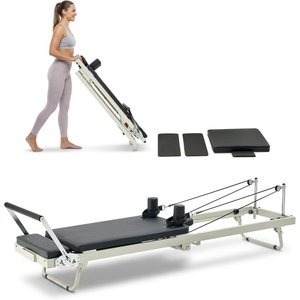 image:imageVEVOR Pilates Reformer Foldable Suitable for Intermediate and Beginners Users Pilates Equipment for Home Gym Studio Use with 4 Adjustable Resistance Spring Up to 400 LBSgreenblack