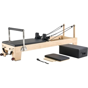 image:imageVEVOR Pilates Reformer Machine Wooden Pilates Workout Equipment for Home Gym Studio Use Pilates Bed with Dual Resistance Spring amp Cord Reformer Set with Sitting Box Up to 400 LBS