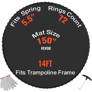 image:imageVEVOR Replacement Trampoline Mat Jumping Mat Fits 12131415 ft Frame Universal Jumping Round Trampoline UVResistant Mat with Spring Tool amp 728092 VRings Fit 55657 Spring Length14FT72 VringsFit 55 Spring Length