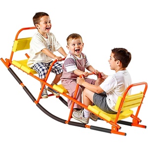 image:imageVEVOR Seesaw Teeter Totter for Kids Outdoor 200 lbs Load Capacity Metal Rocking Teeter Totter with Handles Toddler Seesaw for Kids Aged 3 Playground Equipment for Lawn Backyard 3 SeatsYellow