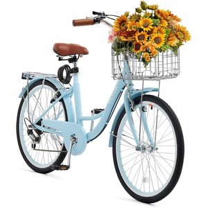 image:imageVEVOR Women Beach Cruiser Bike 2426 Inch 17 Speed Pink amp Light Blue Ladies Bicycle Adjustable Seat Front Basket amp Rear Rack Perfect for Daily Riding Shopping amp FitnessLight blue