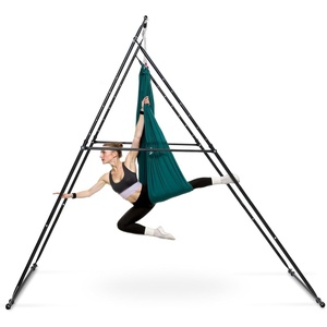 image:imageVEVOR Yoga Stand Frame 96 ft Aerial Silk Swing Stand Max 5512 lbs Load Capacity Triangular Structure with NonSlip Base amp EVA Foam 4Level Horizontal amp 6Level Vertical Adjustment Detachable Frame with 66Yard Yoga HammockSilverBlackGreen