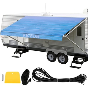 image:imageVEVOR RV Awning 15 Camper Awning Fabric Trailer Awning Canopy Patio Camping Car Awning Durable 15oz Vinyl Roller Tube for RV Van SUV Patio Awning Replacement Ocean Blue Fade15 FT