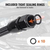 image:imageVEVOR 6AN Fuel Line Kit 20 FT Fuel Hose Kit 034 Nylon Stainless Steel Braided Fuel Line OilGasDiesel Hose End Fitting Kit with 12 PCS Swivel Fitting Adapter Kit Black8AN Fitting 12pcs  20FT Hose
