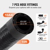 image:imageVEVOR 6AN Fuel Line Kit 20 FT Fuel Hose Kit 034 Nylon Stainless Steel Braided Fuel Line OilGasDiesel Hose End Fitting Kit with 12 PCS Swivel Fitting Adapter Kit Black10AN Fitting 7pcs  10FT Hose