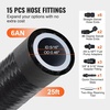 image:imageVEVOR 6AN Fuel Line Kit 20 FT Fuel Hose Kit 034 Nylon Stainless Steel Braided Fuel Line OilGasDiesel Hose End Fitting Kit with 12 PCS Swivel Fitting Adapter Kit Black6AN Fitting 15pcs  25FT Hose