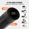 image:imageVEVOR 6AN Fuel Line Kit 20 FT Fuel Hose Kit 034 Nylon Stainless Steel Braided Fuel Line OilGasDiesel Hose End Fitting Kit with 12 PCS Swivel Fitting Adapter Kit Black6AN Fitting 12pcs  20FT Hose