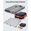 image:imageVEVOR Roof Rack Cargo Basket 54 x 34 x 4 in Heavy Duty Roof Top Carrier Basket with Waterproof Bag Cargo Net Ratchet Straps 200 lbs Capacity Universal Car Top Luggage Holder for SUV Truck Car54x34 in