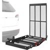 image:imageVEVOR Hitch Mount Wheelchair Carrier 500LBS Mobility Scooter Carrier with Folding Ramp Iron Trailer Hitch Rack Basket with Stabilizer Straps Fit 2 Hitch Receiver for SUV Van Car 453 x 25648 x 28 x 31 in