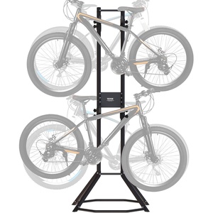 image:imageVEVOR 4 Bike Rack Garage Storage Free Standing Gravity Wall Vertical Bike Stand Sturdy Steel amp Easy Assemble for Road MTB and Hybrid Bicycles Holds Up to 260 Lbs4 Bike Rack