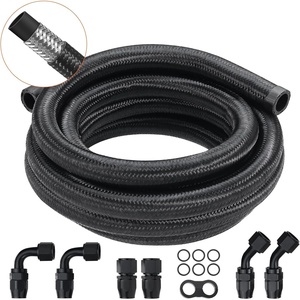 image:imageVEVOR 6AN Fuel Line Kit 20 FT Fuel Hose Kit 034 Nylon Stainless Steel Braided Fuel Line OilGasDiesel Hose End Fitting Kit with 12 PCS Swivel Fitting Adapter Kit Black10AN Fitting 7pcs  10FT Hose