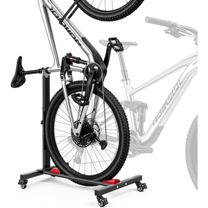 image:imageVEVOR Bike Stand Freestanding Vertical amp Horizontal Bike Storage Rack with Lockable Casters Height Adjustable Carbon Steel Upright Garage Bicycle Floor Stand for 2029 in Wheel Diameters Black1