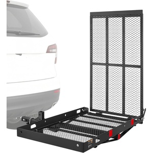 image:imageVEVOR Hitch Mount Wheelchair Carrier 500LBS Mobility Scooter Carrier with Folding Ramp Iron Trailer Hitch Rack Basket with Stabilizer Straps Fit 2 Hitch Receiver for SUV Van Car 453 x 25648 x 28 x 31 in