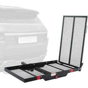 image:imageVEVOR Hitch Mount Wheelchair Carrier 500LBS Mobility Scooter Carrier with Folding Ramp Iron Trailer Hitch Rack Basket with Stabilizer Straps Fit 2 Hitch Receiver for SUV Van Car 453 x 256462x267x44 in  386x259x19 in
