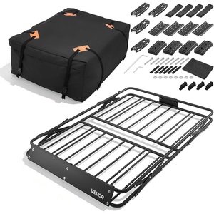 image:imageVEVOR Roof Rack Cargo Basket 46 x 36 x 4 in Heavy Duty Roof Top Carrier Basket with Folding Design 200 lbs Capacity AllWeather EasyInstall Car Top Luggage Holder Universal Fit for SUV Truck Car51in with Bag