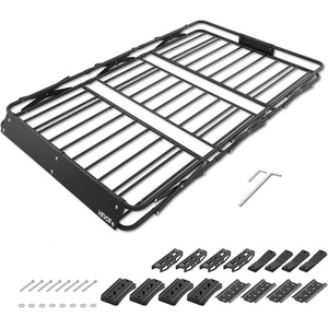image:imageVEVOR Roof Rack Cargo Basket 46 x 36 x 4 in Heavy Duty Roof Top Carrier Basket with Folding Design 200 lbs Capacity AllWeather EasyInstall Car Top Luggage Holder Universal Fit for SUV Truck Car64in