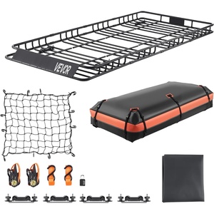 image:imageVEVOR Roof Rack Cargo Basket 46 x 36 x 45 Rooftop Cargo Carrier HeavyDuty 200 LBS Capacity Universal Roof Rack Basket Luggage Holder for SUV Truck VehicleBasket w Bag  Net