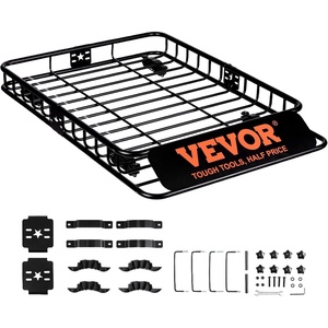 image:imageVEVOR Roof Rack Cargo Basket 46 x 36 x 45 Rooftop Cargo Carrier HeavyDuty 200 LBS Capacity Universal Roof Rack Basket Luggage Holder for SUV Truck VehicleRed