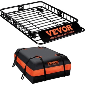 image:imageVEVOR Roof Rack Cargo Basket 46 x 36 x 45 Rooftop Cargo Carrier HeavyDuty 200 LBS Capacity Universal Roof Rack Basket Luggage Holder for SUV Truck VehicleBasket w Bag
