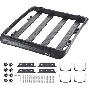 image:imageVEVOR Roof Rack Cargo Carrier 48 x 40 x 56 in Universal Rooftop Cargo Basket Car Top Luggage Holder with 150 lbs Max Load Capacity 41 in Fence AntiRust Alloy Steel Wind Fairing for SUV Car48x40in