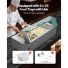 image:imageVEVOR Commercial Food Warmer 1500W Electric Stainless Steel Steam Food Warmer with Glass Cover 6 x 13 Size Pans Buffet Bain Marie with Soup amp Perforated Ladles for Catering Restaurant amp Party3622 x 1437 x 1516 in