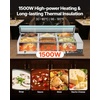 image:imageVEVOR Commercial Food Warmer 1500W Electric Stainless Steel Steam Food Warmer with Glass Cover 6 x 13 Size Pans Buffet Bain Marie with Soup amp Perforated Ladles for Catering Restaurant amp Party6x12Pan 72QT