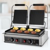 image:imageVEVOR Commercial Panini Grill 3600W Electric Sandwich Panini Maker Stainless Steel Double Sandwichs Press Grill with Handle and Temp Control 19x9 in Flat Enamel Plate for Hamburger Steak Bacon