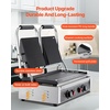 image:imageVEVOR Commercial Panini Grill 3600W Electric Sandwich Panini Maker Stainless Steel Double Sandwichs Press Grill with Handle and Temp Control 19x9 in Flat Enamel Plate for Hamburger Steak Bacon