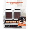 image:imageVEVOR Commercial Panini Grill 3600W Electric Sandwich Panini Maker Stainless Steel Double Sandwichs Press Grill with Handle and Temp Control 19x9 in Flat Enamel Plate for Hamburger Steak Bacon