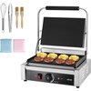 image:imageVEVOR Commercial Panini Grill 1800W Electric Sandwich Panini Maker Stainless Steel Sandwichs Press Grill with Handle and Temp Control 135x93 in Full Flat Enamel Plate for Hamburger Steak Bacon