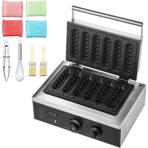 image:imageHappyBuy Commercial Waffle Stick Maker  6PCS 1500W NonStick Stainless Steel Temp amp Time Control for Restaurant Bakery Snack Bar amp Family