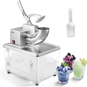 image:imageVEVOR Commercial Ice Crusher 661LBSH 350W Electric Snow Cone Machine with 4 Blades 1400RPM Stainless Steel Shaved Ice Machine with 11 Gal CrushedIce Box for Family Restaurants Bars WhiteSilver
