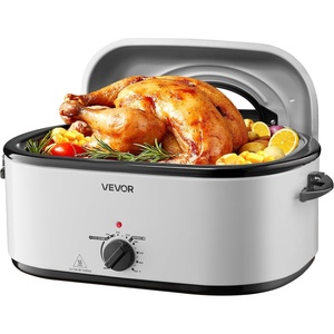 image:imageVEVOR Roaster Oven 26QT Electric Roasting Pan 150450 Adjustable Temperature FastCooking Turkey Roaster with CoolTouch Handle Visible SelfBasting Lid Defrost amp Warm Function Fits 30lb TurkeyWhite