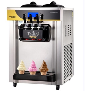 image:imageVEVOR Commercial Ice Cream Maker 2230LH Yield Countertop Soft Serve Machine with 2x6L Hopper 2L Cylinder LCD Panel Puffing Shortage Alarm Frozen Yogurt Maker for Restaurant Snack Bar SilveSilver