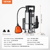 image:imageVEVOR 1 HP Submersible Sump Pump 5500 GPH Stainless Steel Submersible Sewage Dirty Clean Water Pump with Automatic Float Switch Long Cord 30 ft Max Lift for Pools Garden Pond Flooded Areas10 HP  4020 GPH  26 Ft