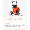 image:imageVEVOR 100FT x 34 Inch Drain Cleaner Machine Sewer Auger Auto Feed with 4 Cutter amp AirActivated Foot Switch for 4 to 8 Pipes Orange Black100 FT x 34