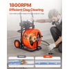 image:imageVEVOR 100FT x 34 Inch Drain Cleaner Machine Sewer Auger Auto Feed with 4 Cutter amp AirActivated Foot Switch for 4 to 8 Pipes Orange Black100 FT x 34