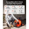 image:imageVEVOR 100FT x 34 Inch Drain Cleaner Machine Sewer Auger Auto Feed with 4 Cutter amp AirActivated Foot Switch for 4 to 8 Pipes Orange Black100 FT x 34