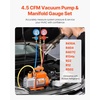 image:imageVEVOR 4 CFM AC Vacuum Pump and Gauge Set 13 HP Single Stage Rotary Vane HVAC Air Vacuum Pump AC Refrigerant Manifold Gauge Kit with Leak Detector Carry Bag for R134a R22 R410a Refrigerants45 CFM With Leak Detector