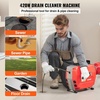 image:imageVEVOR 66FT x 58 Inch Drain Cleaner Machine 250W Electric Sewer Snake Auger Manual Feed  with 7 Cutters 2 Steel Cables 66 x 58 and 15 x 38amp CWCCW Control for 16 to 4 PipesRed