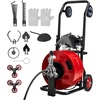 image:imageVEVOR Drain Cleaner Machine 100 FT x 38 Inch Auto Feed Sewer Snake Auger Portable Drain Cleaning Machine with Climbing Wheels Adjustable Drum 8 Cutters amp Foot Switch for 2 to 4 Pipes100 FT x 34