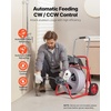 image:imageVEVOR Drain Cleaner Machine 100 FT x 38 Inch Auto Feed Sewer Snake Drain Auger on Wheels Portable Drain Cleaning Machine with 8 Cutters amp AirActivated Foot Switch for 2 to 4 Pipes75 FT x 12