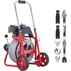 image:imageVEVOR Drain Cleaner Machine 100 FT x 38 Inch Auto Feed Sewer Snake Drain Auger on Wheels Portable Drain Cleaning Machine with 8 Cutters amp AirActivated Foot Switch for 2 to 4 Pipes75 FT x 38