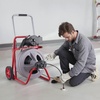 image:imageVEVOR Drain Cleaner Machine 100 FT x 38 Inch Auto Feed Sewer Snake Drain Auger on Wheels Portable Drain Cleaning Machine with 8 Cutters amp AirActivated Foot Switch for 2 to 4 Pipes75 FT x 12