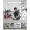 image:imageVEVOR Drain Cleaner Machine 100 FT x 38 Inch Auto Feed Sewer Snake Drain Auger on Wheels Portable Drain Cleaning Machine with 8 Cutters amp AirActivated Foot Switch for 2 to 4 Pipes75 FT x 38