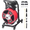 image:imageVEVOR Drain Cleaner Machine 50 FT x 12 Inch Manual Feed Sewer Snake Auger on Wheels  with 4 Cutters amp Airactivated Foot Switch for 2 to 6 Pipes50 FT x 12 with Wheels