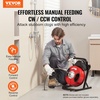 image:imageVEVOR Drain Cleaner Machine 50 FT x 12 Inch Manual Feed Sewer Snake Auger on Wheels  with 4 Cutters amp Airactivated Foot Switch for 2 to 6 Pipes50 FT x 12