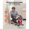 image:imageVEVOR Drain Cleaner Machine 50 FT x 12 Inch Manual Feed Sewer Snake Auger on Wheels  with 4 Cutters amp Airactivated Foot Switch for 2 to 6 Pipes50 FT x 12 with Wheels