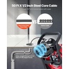 image:imageVEVOR Drain Cleaner Machine 50 FT x 12 Inch Manual Feed Sewer Snake Auger on Wheels  with 4 Cutters amp Airactivated Foot Switch for 2 to 6 Pipes50 FT x 12 Upgraded Version