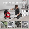 image:imageVEVOR Drain Cleaner Machine 50 FT x 12 Inch Manual Feed Sewer Snake Auger on Wheels  with 4 Cutters amp Airactivated Foot Switch for 2 to 6 Pipes50 FT x 12